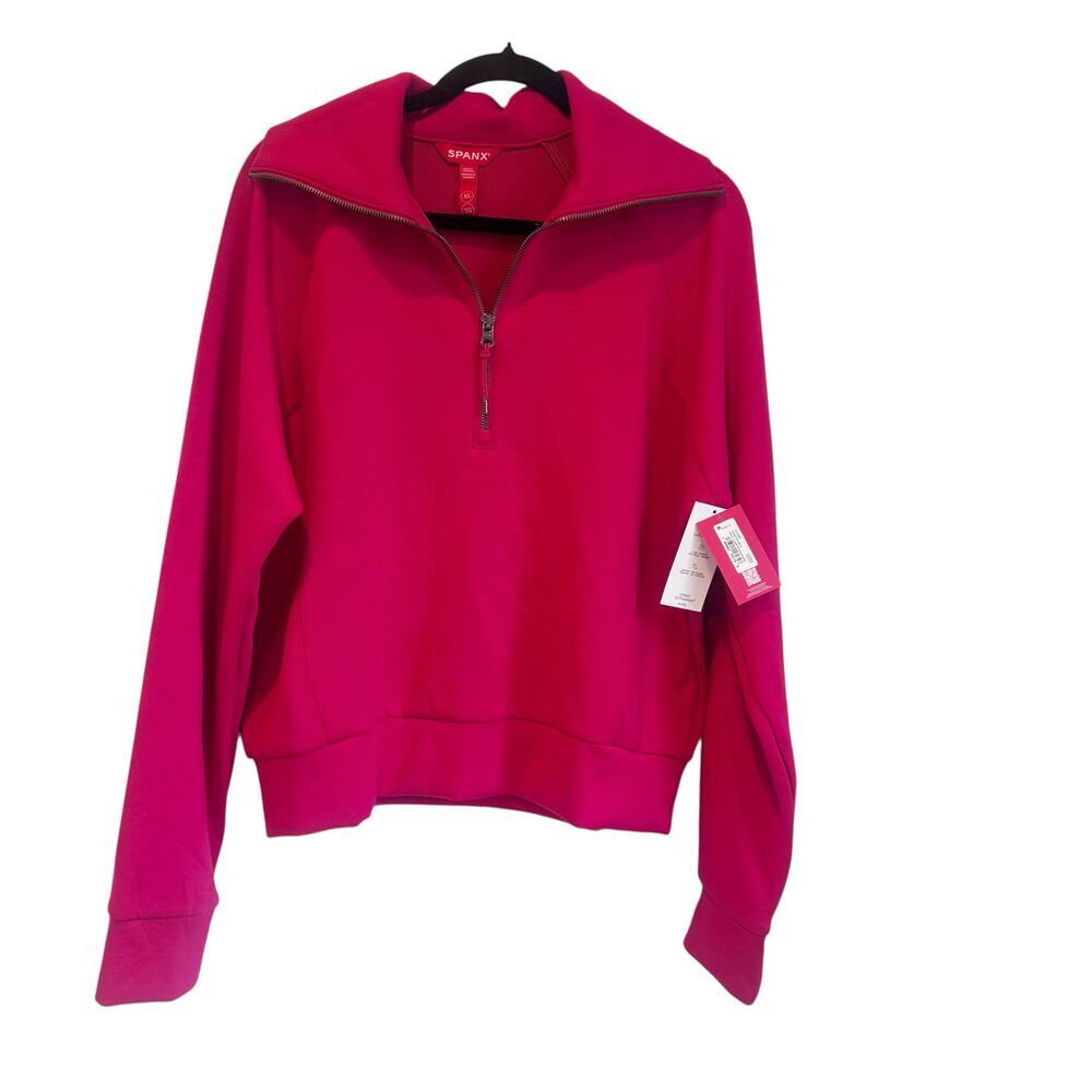 Spanx Women's Air Essentials Lightweight Half Zip Sweatshirts Fuchsia XL NWT - Picture 13 of 14